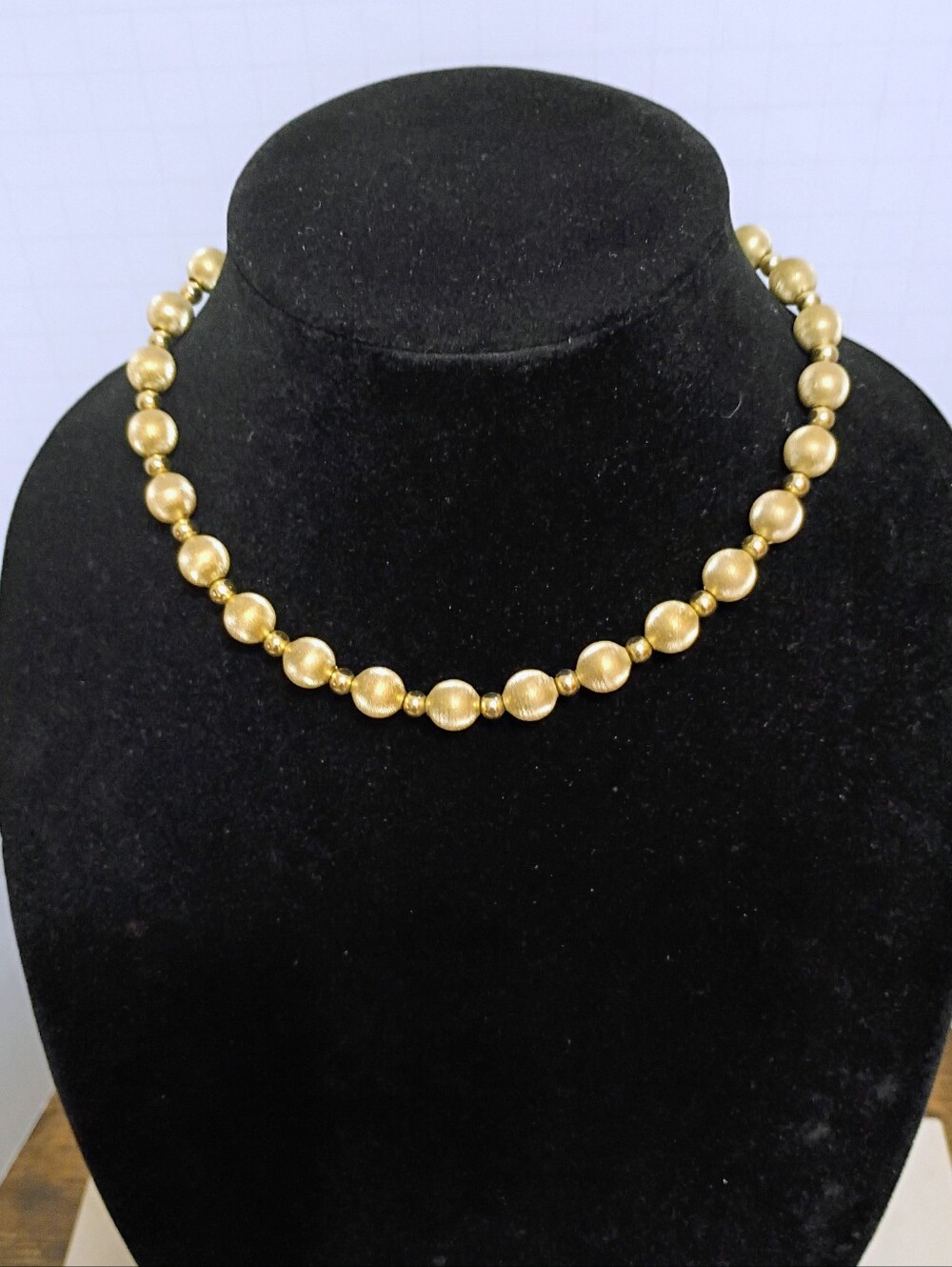 Whiting & Davis Signed Gold Tone Satin Beaded Necklace
